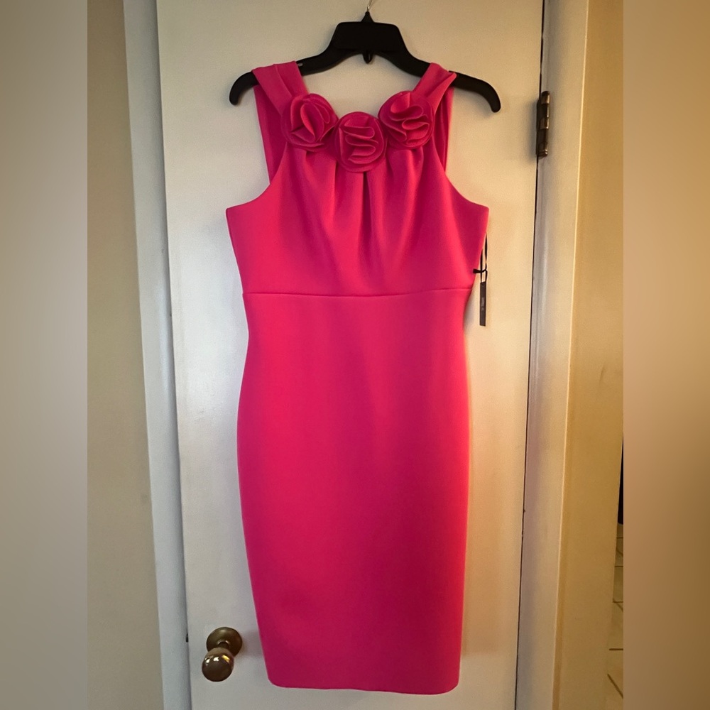 Jason Wu Hot Pink Floral Neckline Dress - Scuba Material - NWT